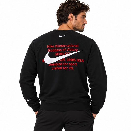 Nike Men's Black Double Swoosh Crew Sweatshirt M Long Sleeve – Sweatshirt product photo 2 | RewearableUK