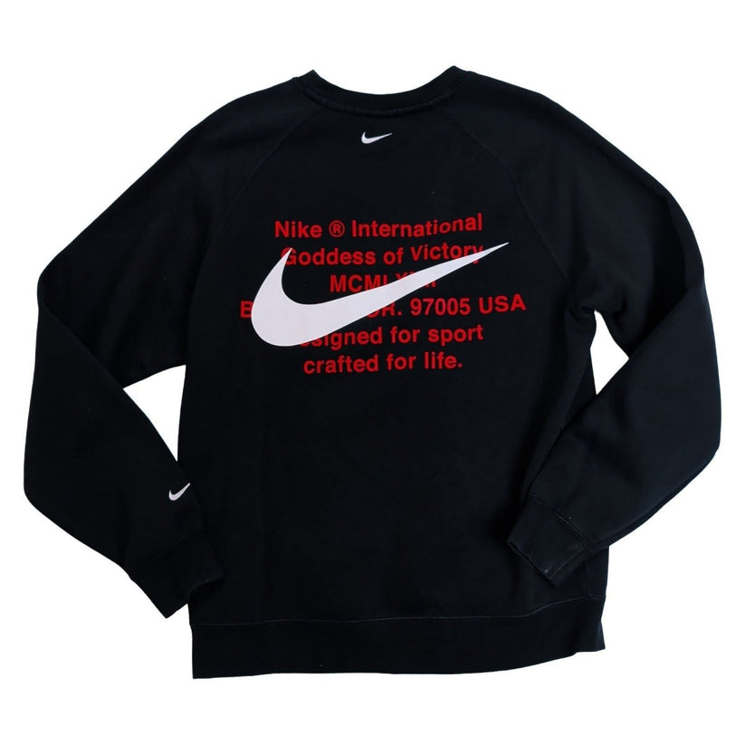 Nike Mens Black Sweatshirt M Double Swoosh Embroidered Back Print Crew Neck – product photo 8 | RewearableUK