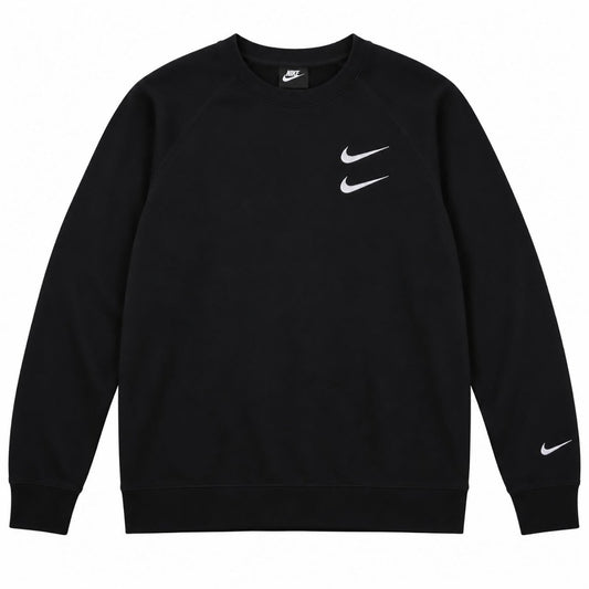 Nike Mens Black Sweatshirt M Double Swoosh Embroidered Back Print Crew Neck – product photo 1 | RewearableUK