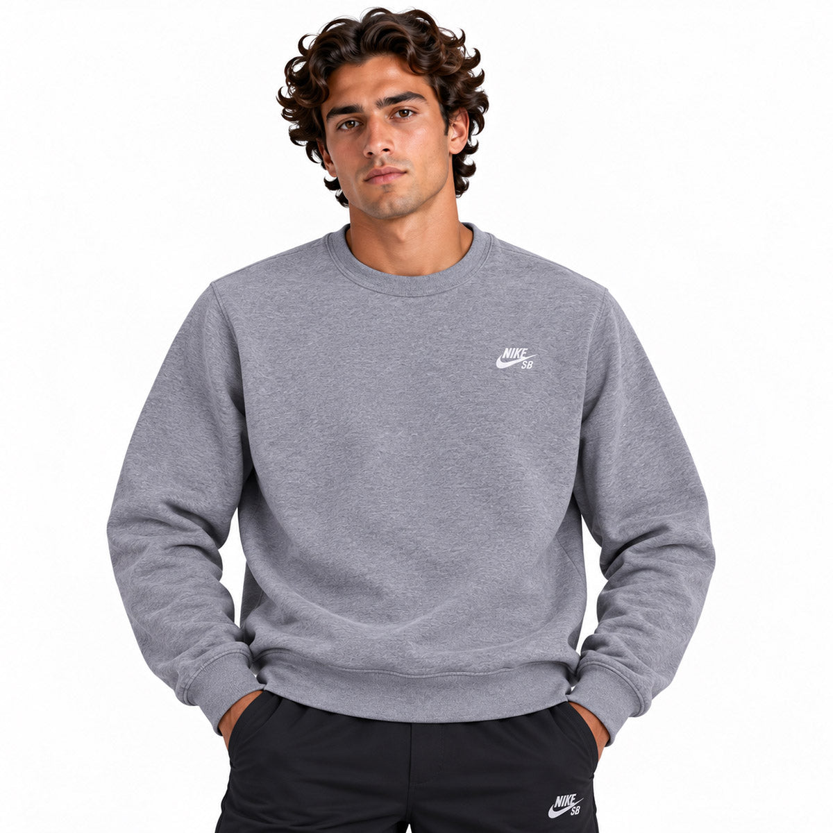 Nike Men's Grey Embroidered Logo Sweatshirt L – Sweatshirt product photo 1 | RewearableUK