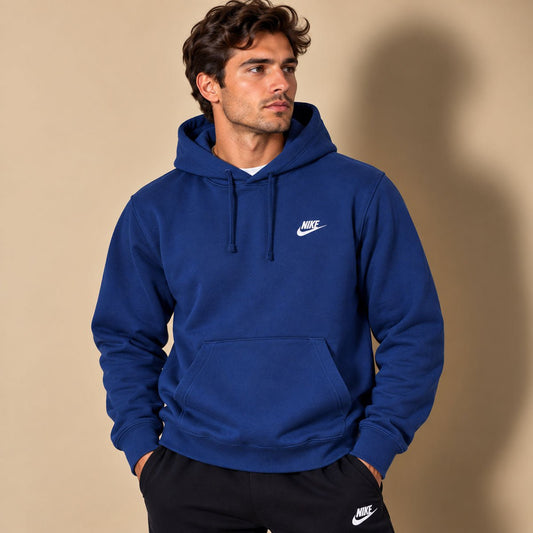 Nike Mens Hoodie Large Navy Blue Embroidered Logo Cotton – Sweater & Hoodie product photo 1 | RewearableUK