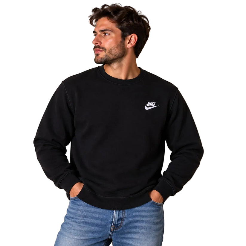Nike Mens Sweatshirt M Black Embroidered Logo Cotton – Sweater & Hoodie product photo 1 | RewearableUK