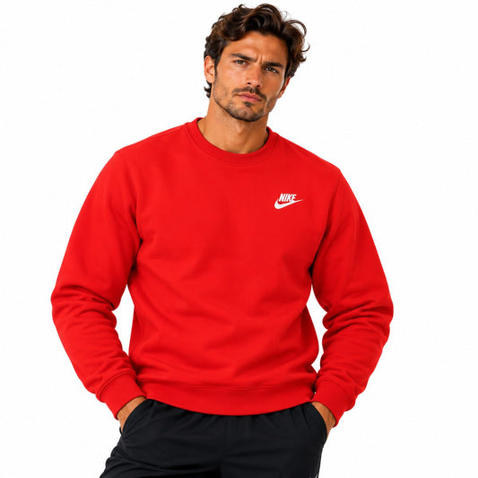 Nike Red Crew Unisex Sweatshirt XS Cotton Long Sleeve Embroidered Ribbed Cuffs – Sweatshirt product photo 1 | RewearableUK