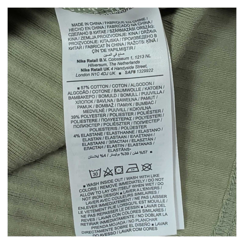 Nike Ribbed V Neck Top Women S Oil Green Flared Sleeve Embroidered Swoosh – product photo 5 | RewearableUK