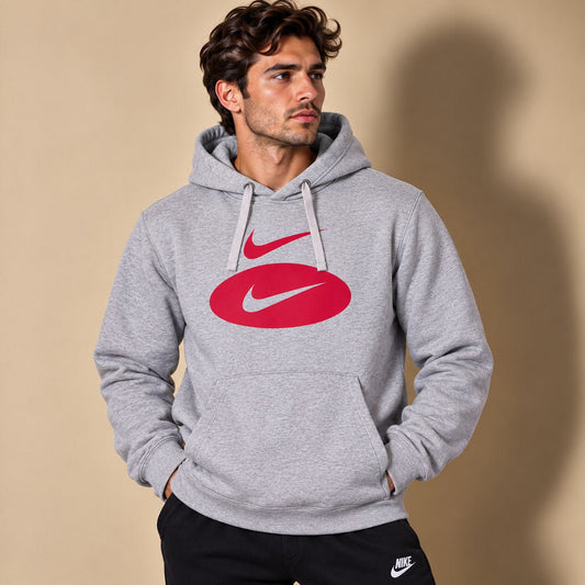 Nike Unisex Adults Hoodie XS Grey Red Graphic Cotton Blend – Sweater & Hoodie product photo 1 | RewearableUK