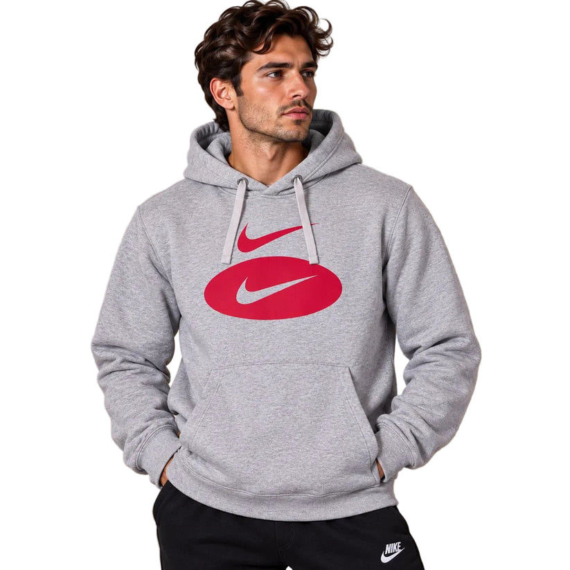 Nike Unisex Adults Hoodie XS Grey Red Graphic Cotton Blend – Sweater & Hoodie product photo 1 | RewearableUK