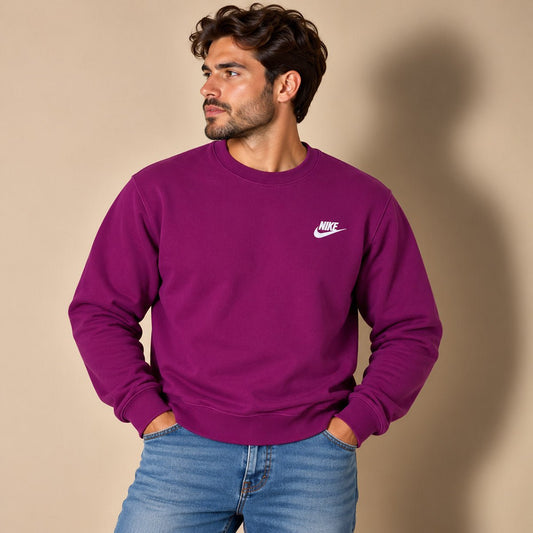 Nike Unisex Sweatshirt Medium Burgundy Embroidered Logo 80% Cotton – product photo 1 | RewearableUK