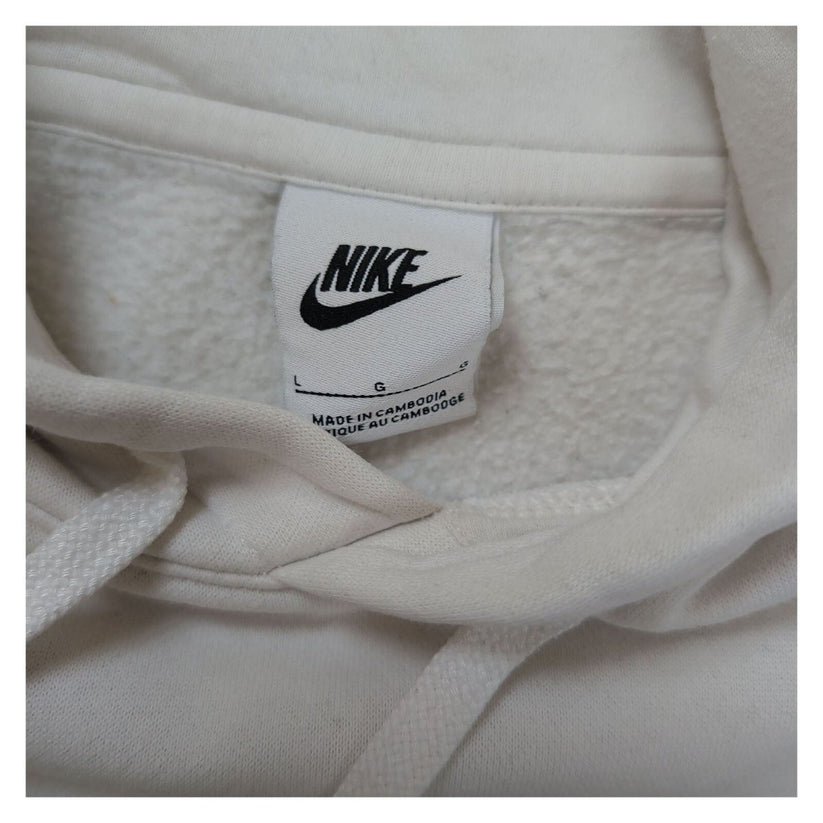 Nike White Pullover Hoodie Size L Black Embroidered Logo Fleece Sweatshirt – product photo 4 | RewearableUK