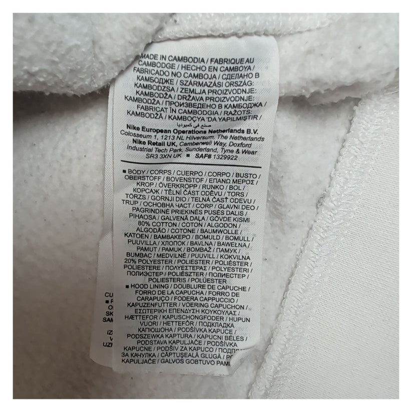 Nike White Pullover Hoodie Size L Black Embroidered Logo Fleece Sweatshirt – product photo 7 | RewearableUK