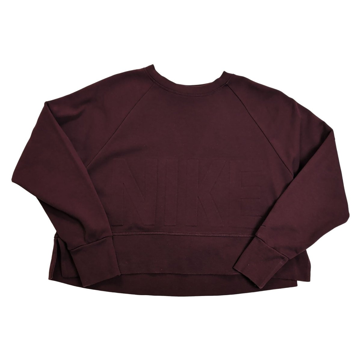Nike Women Sweatshirt Medium Burgundy Embossed Logo 54% Polyester 46% Cotton – product photo 2 | RewearableUK