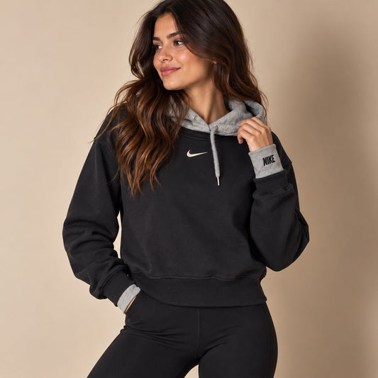 Nike Women's Cropped Hoodie L Black Grey – Hoodie product photo 1 | RewearableUK