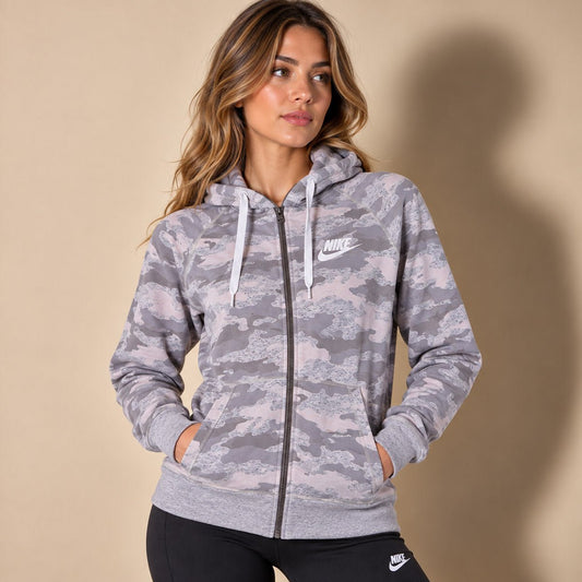Nike Women's Hoodie Size S Grey Camo Print – Sweater & Hoodie product photo 1 | RewearableUK