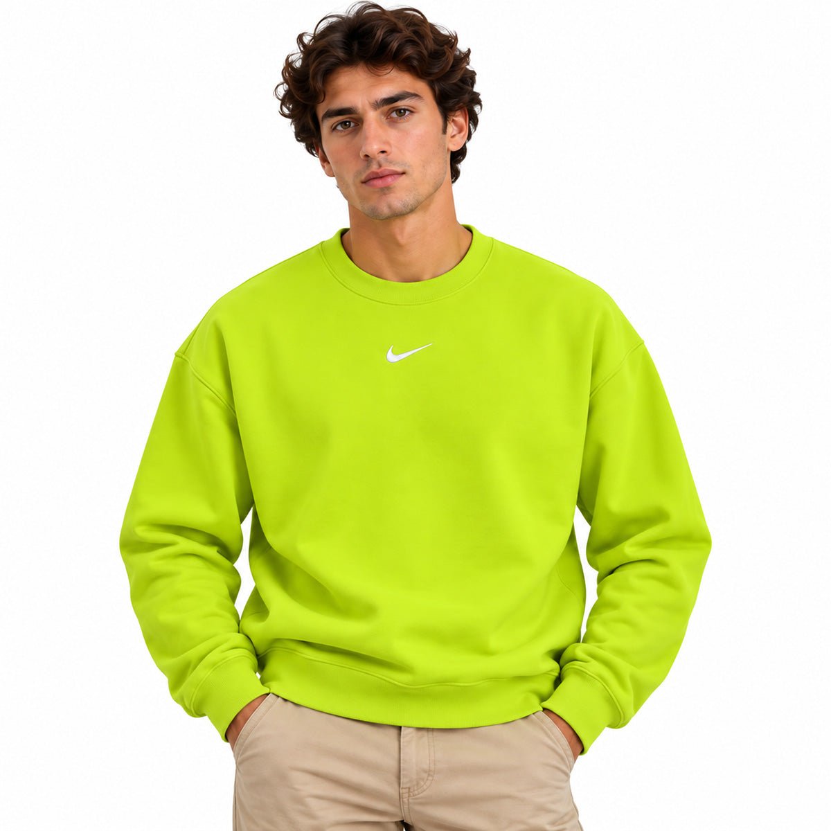 Nike Women's Lime Green Embroidered Sweatshirt S – Sweatshirt product photo 1 | RewearableUK
