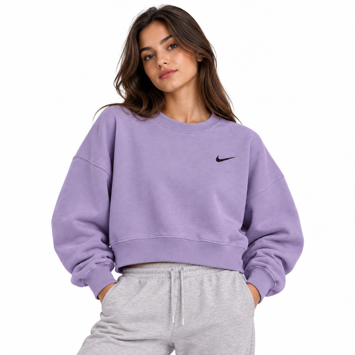 Nike Women's Purple Embroidered Swoosh Sweatshirt M – Sweatshirt product photo 1 | RewearableUK