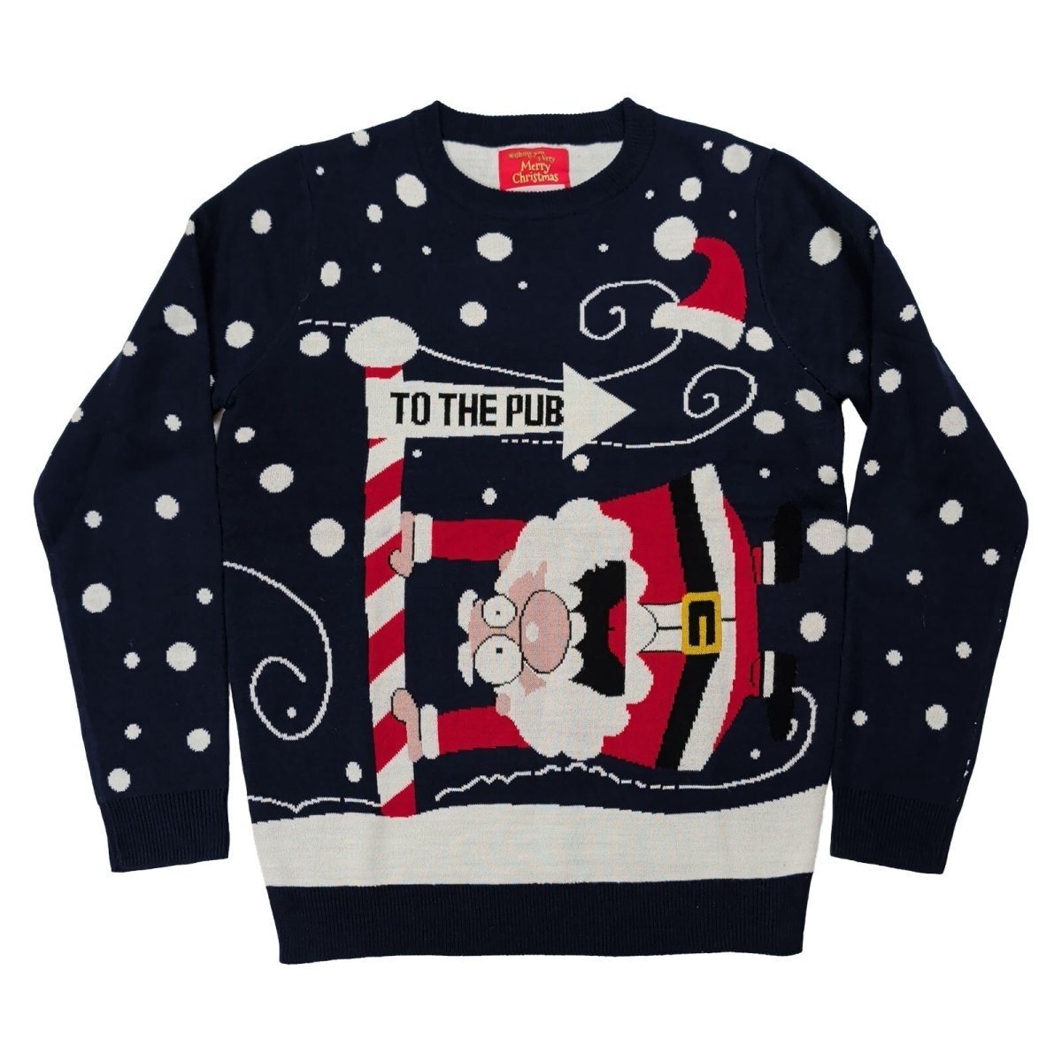 NUOROZIE To The Pub Santa Christmas Jumper M Navy Acrylic Novelty – product photo 1 | RewearableUK