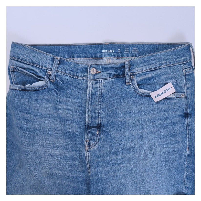 Old Navy Women's Sky-Hi Straight Jeans Size 16 Tall Blue High Rise Distressed – product photo 6 | RewearableUK