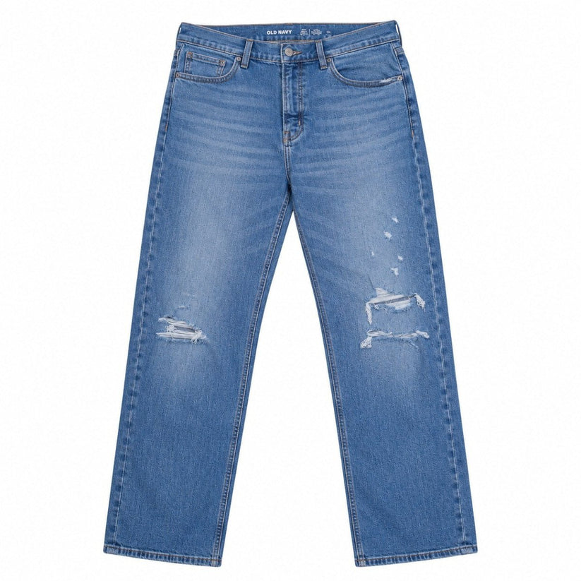 Old Navy Women's Sky-Hi Straight Jeans Size 16 Tall Blue High Rise Distressed – product photo 1 | RewearableUK