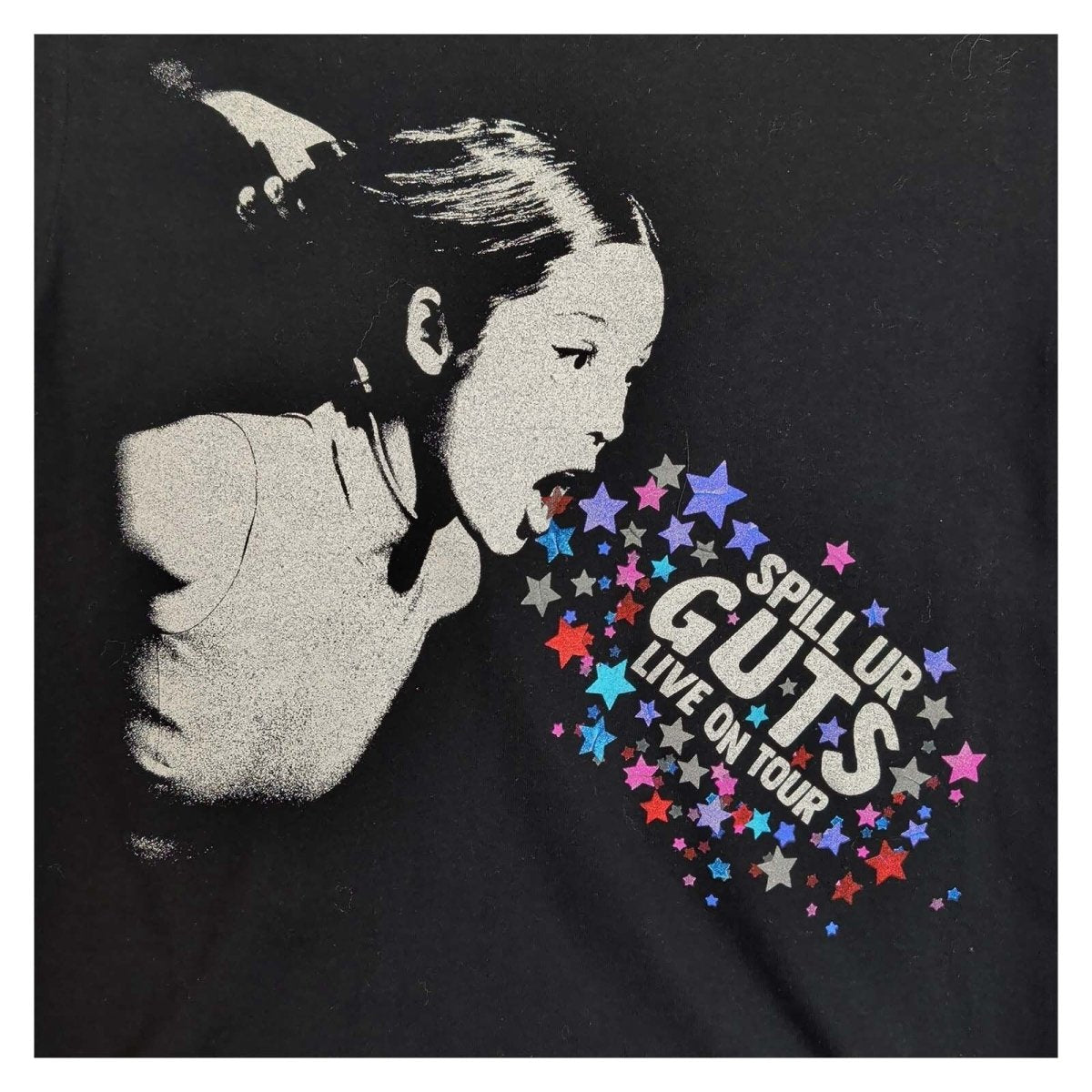 Olivia Rodrigo Spill Ur GUTS 2024 Tour T-Shirt S Black Official – Music T-Shirt product photo 3 | RewearableUK