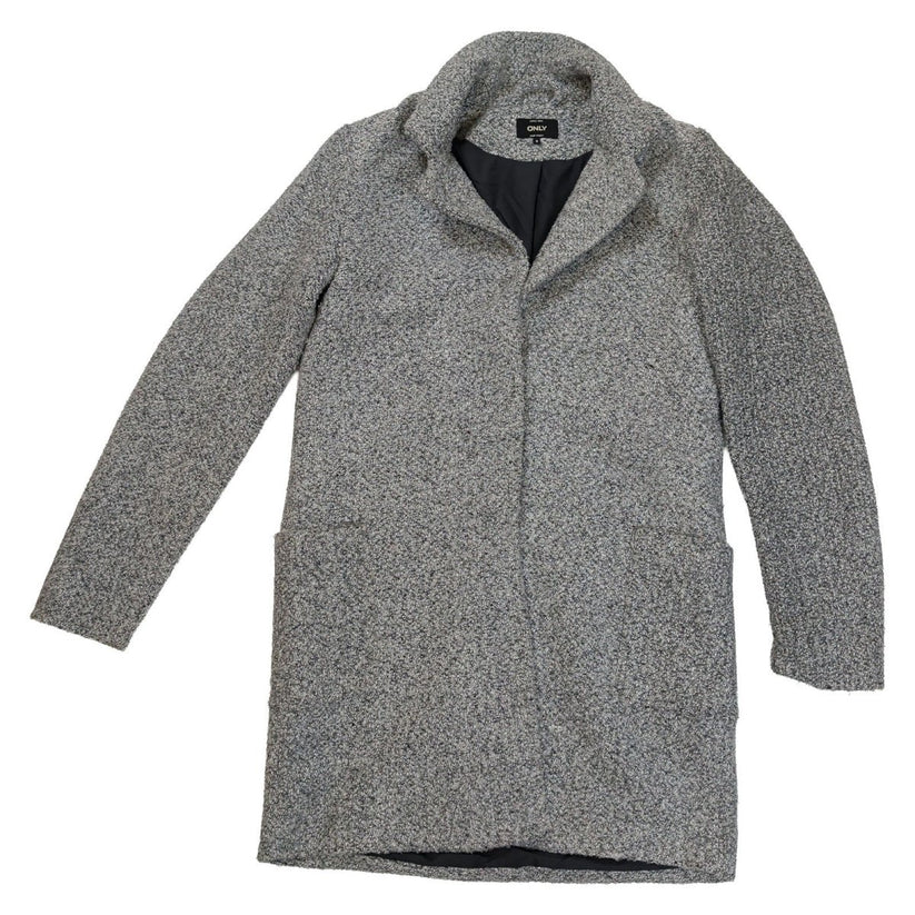 ONLY Womens Grey Boucle Longline Coat Size S Textured Button Front Lined – product photo 2 | RewearableUK