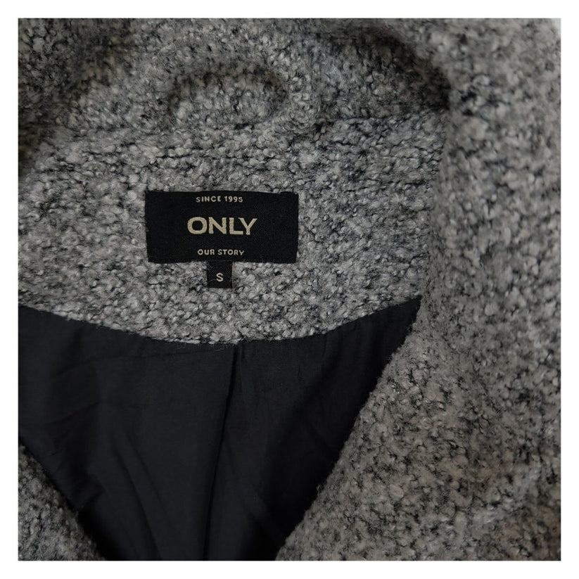 ONLY Womens Grey Boucle Longline Coat Size S Textured Button Front Lined – product photo 5 | RewearableUK