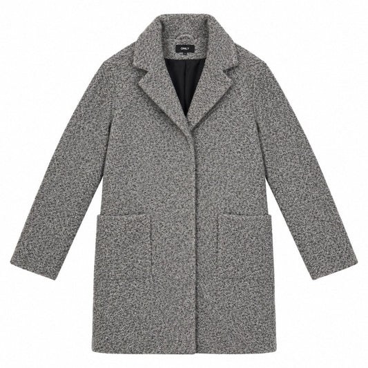 ONLY Womens Grey Boucle Longline Coat Size S Textured Button Front Lined – product photo 1 | RewearableUK