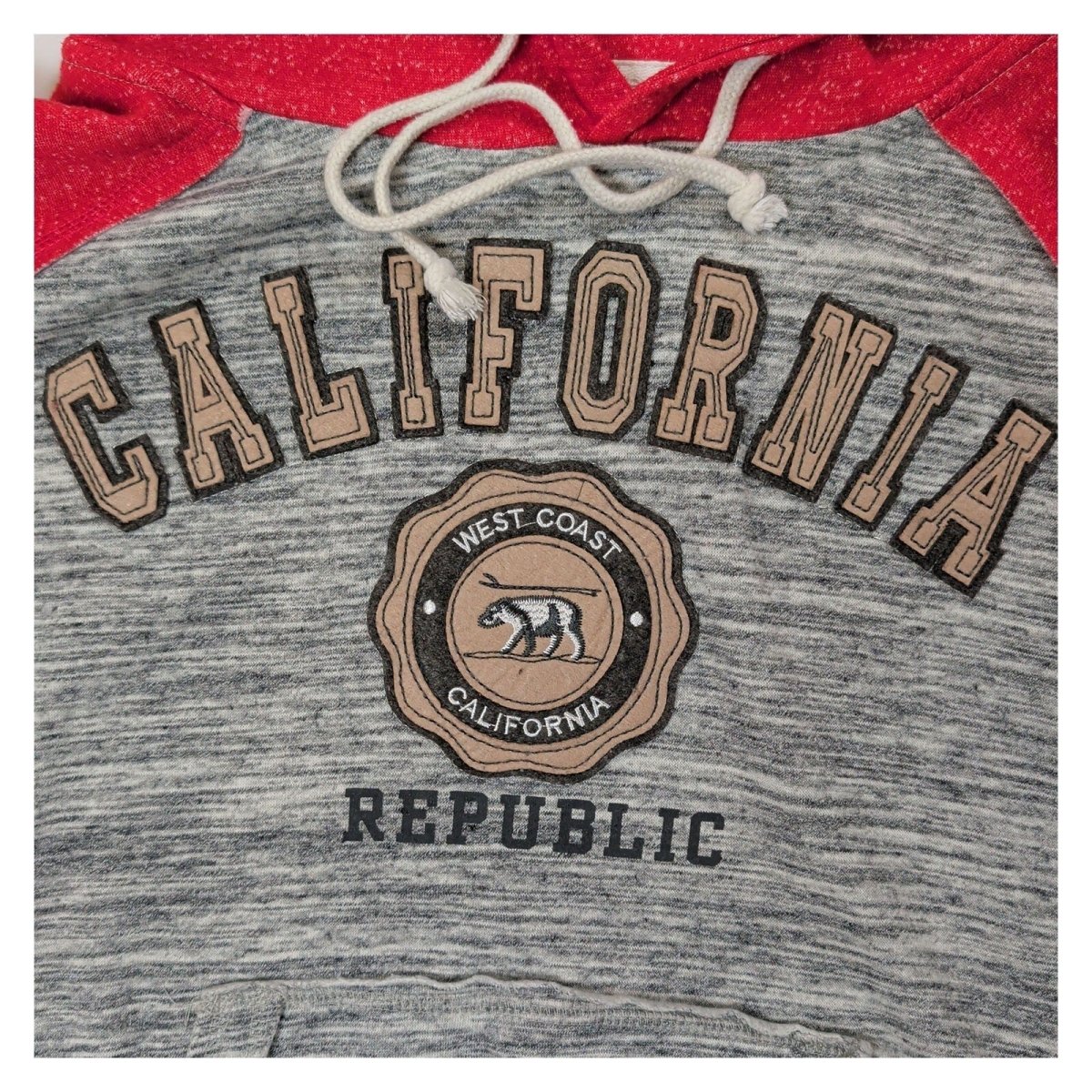 Passion-I California Republic Bear Hoodie XL Red Grey West Coast Pullover – product photo 2 | RewearableUK