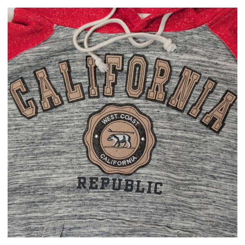 Passion-I California Republic Bear Hoodie XL Red Grey West Coast Pullover – product photo 2 | RewearableUK