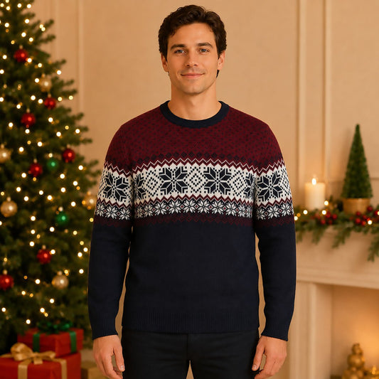 Peacocks Christmas Jumper Large Navy Fair Isle 100% Cotton – jumper product photo 1 | RewearableUK
