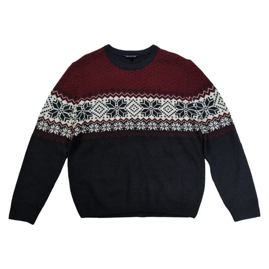 Peacocks Men's Christmas Jumper Large Navy Red Fair Isle 100% Cotton Sweater – product photo 1 | RewearableUK