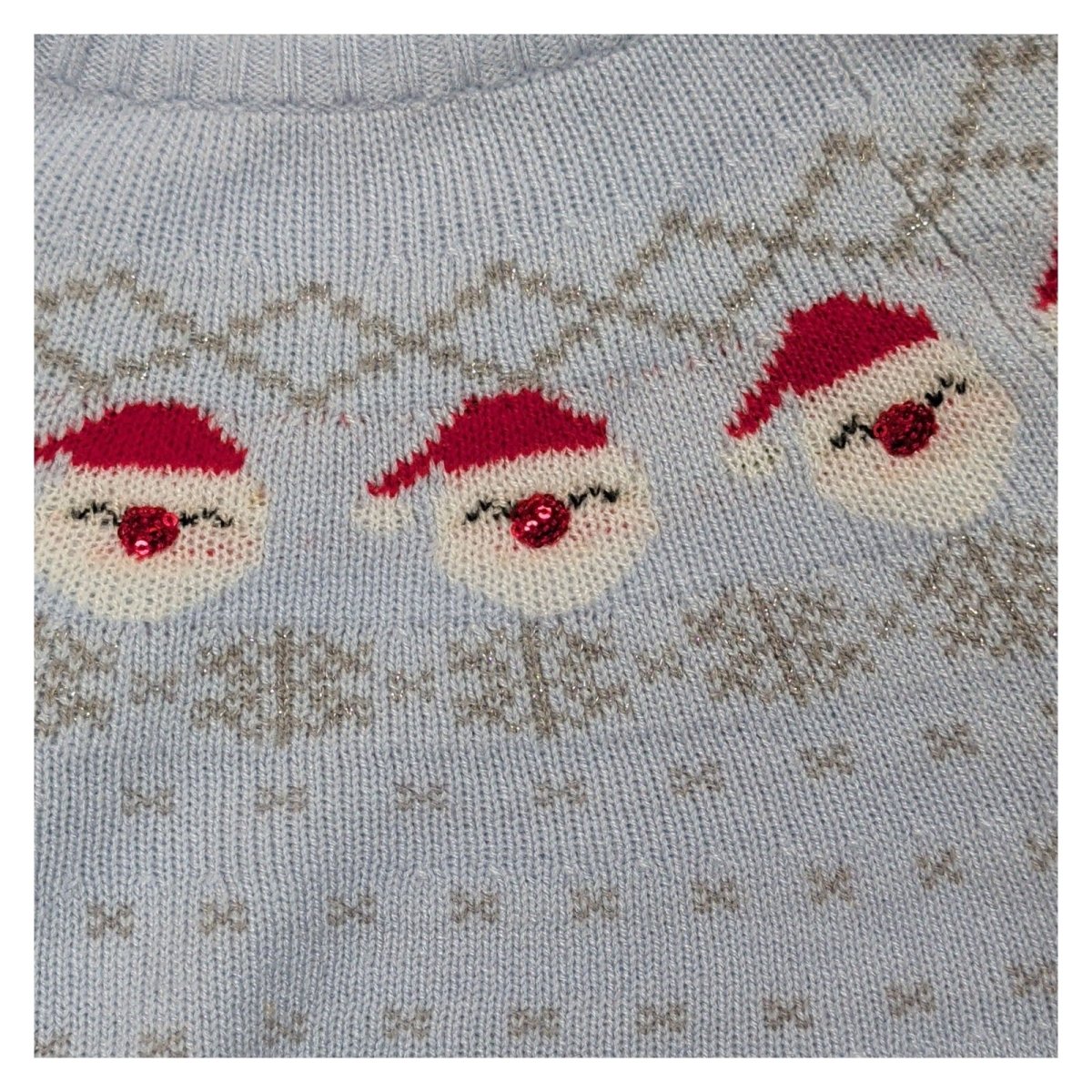 Peacocks Womens Santa Christmas Jumper M Blue Sequin Pom Nose Acrylic – product photo 3 | RewearableUK