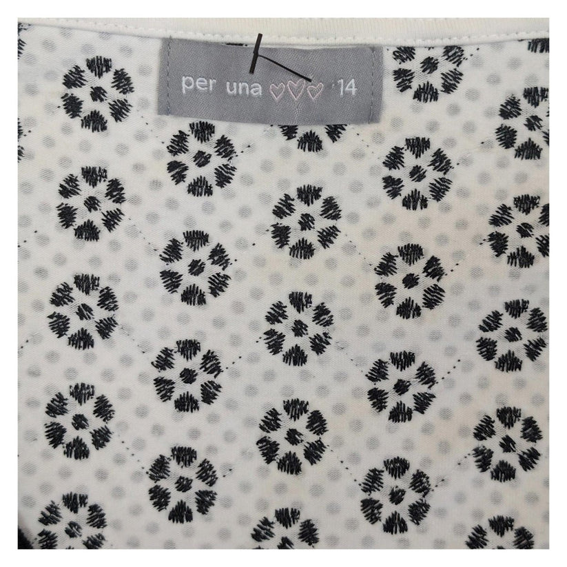 Per Una Top Size UK 14 White Black Polka Dot Floral Crochet Neck Sleeveless Cott by Marks & Spencer – | RewearableUK