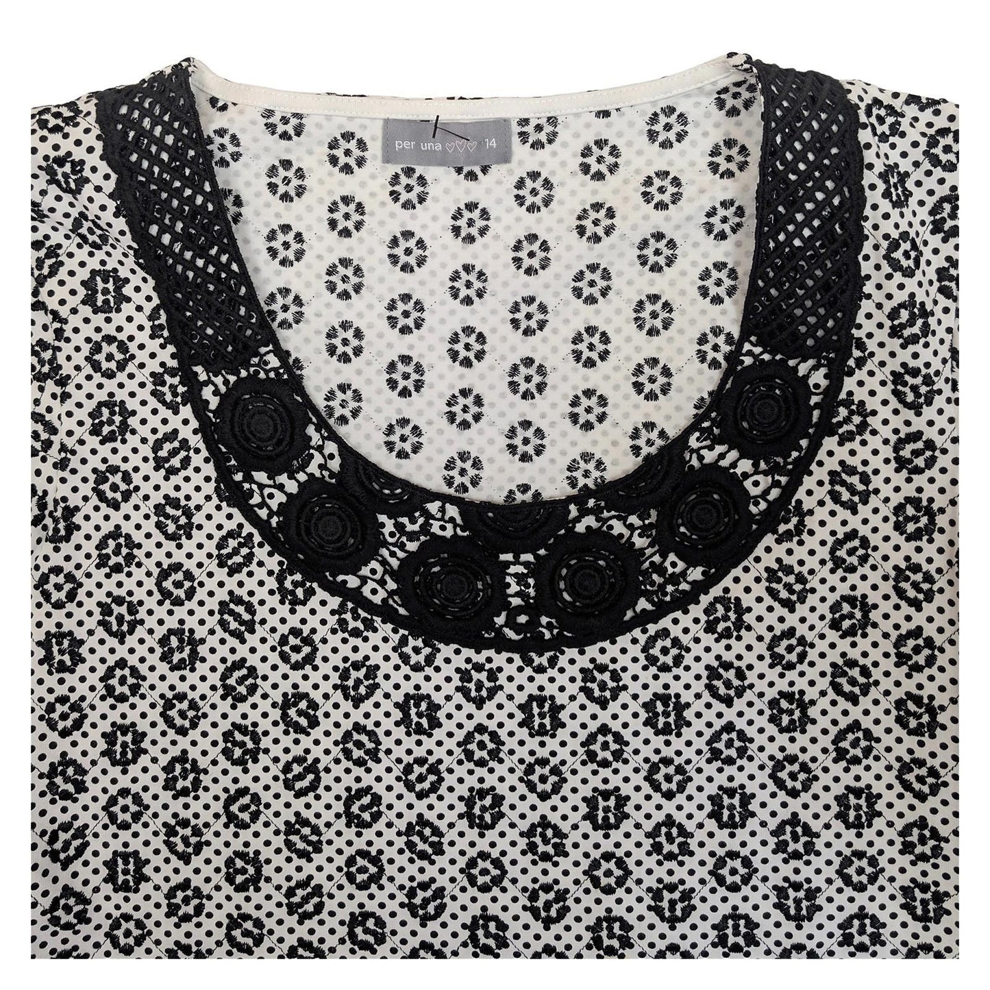 Per Una Top Size UK 14 White Black Polka Dot Floral Crochet Neck Sleeveless Cott by Marks & Spencer – | RewearableUK