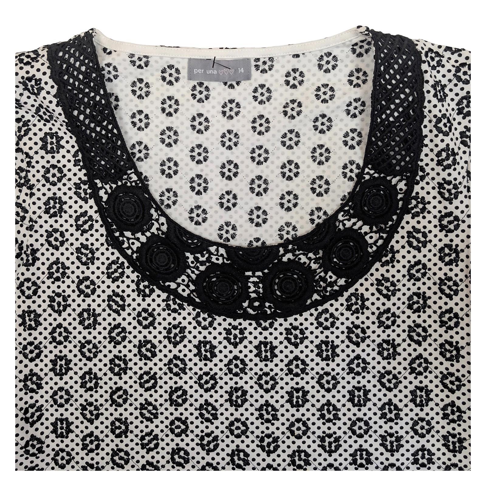 Per Una Top Size UK 14 White Black Polka Dot Floral Crochet Neck Sleeveless Cott by Marks & Spencer – | RewearableUK