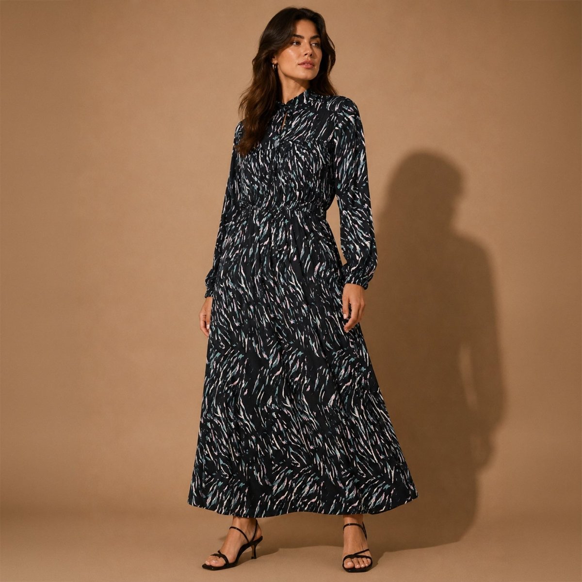 Phase Eight Abstract Print Midi Dress UK 10 Black Womens by Phase Eight – DRESSING | RewearableUK