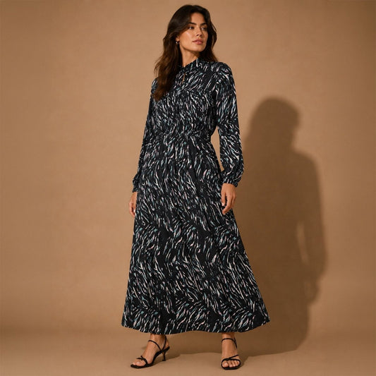Phase Eight Abstract Print Midi Dress UK 10 Black Womens by Phase Eight – DRESSING | RewearableUK