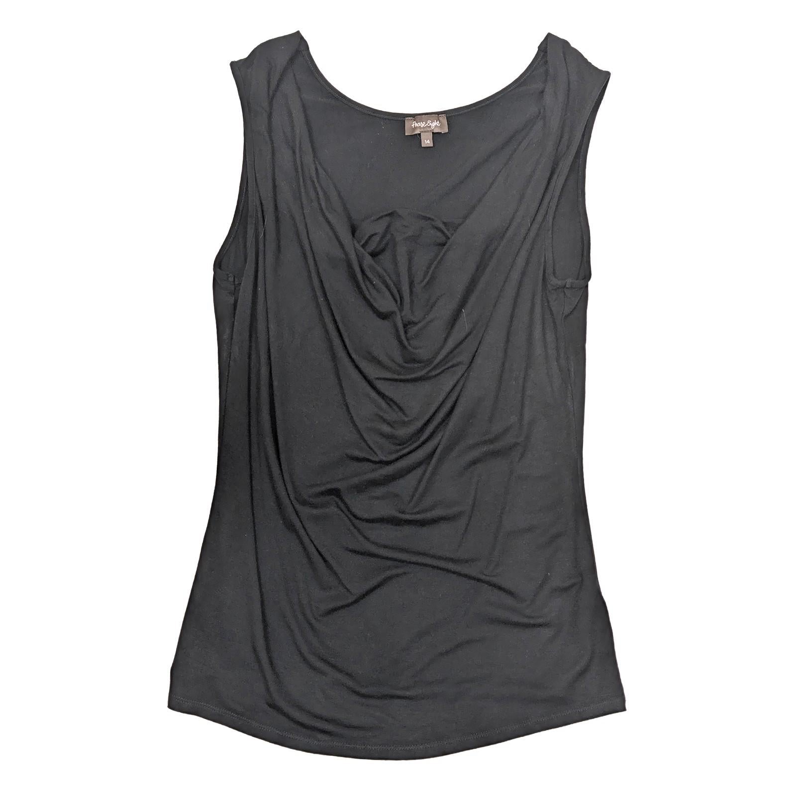 Phase Eight Black Cowl Neck Top UK 14 Sleeveless Draped Jersey Blouse Vest Work by Phase Eight – | RewearableUK