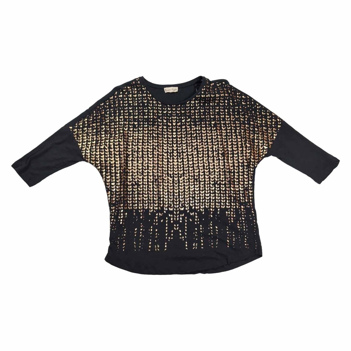 Phase Eight Black Gold Foil Heart Print Batwing Top UK 12 Cotton 3/4 Sleeve – product photo 1 | RewearableUK