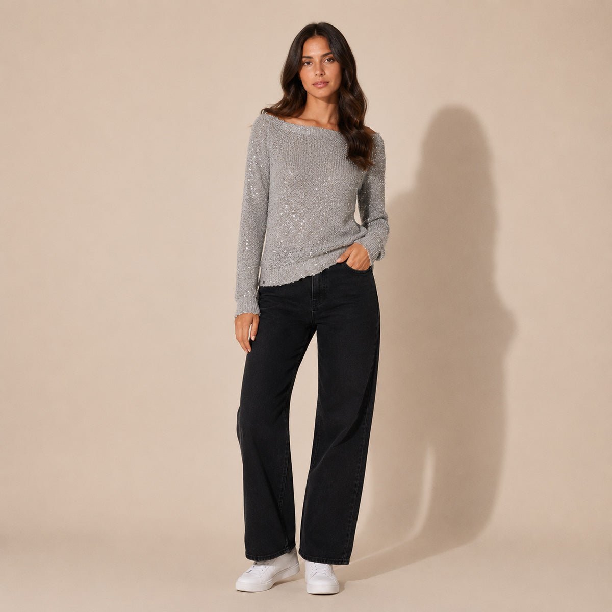 Phase Eight Esher Sequin Jumper UK 8 Silver NWT – Top product photo 1 | RewearableUK