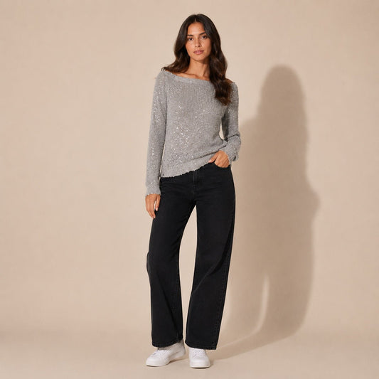 Phase Eight Esher Sequin Jumper UK 8 Silver NWT – Top product photo 1 | RewearableUK