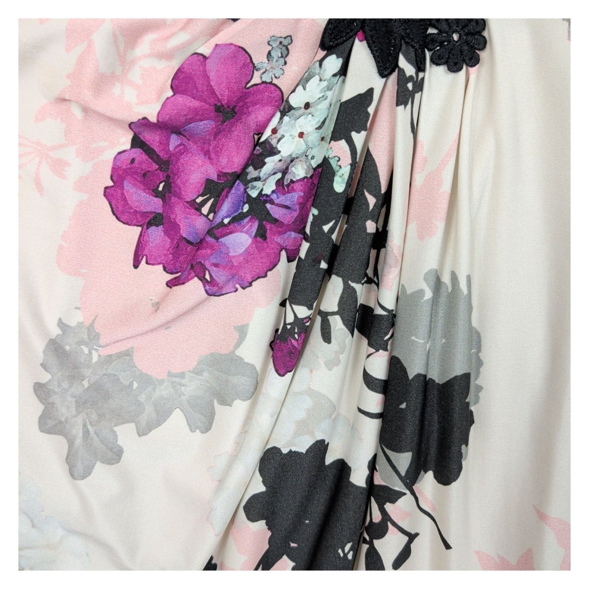 Phase Eight Floral Lace Sleeve Wrap Dress Women Size 14 Cream Black Pink – product photo 5 | RewearableUK
