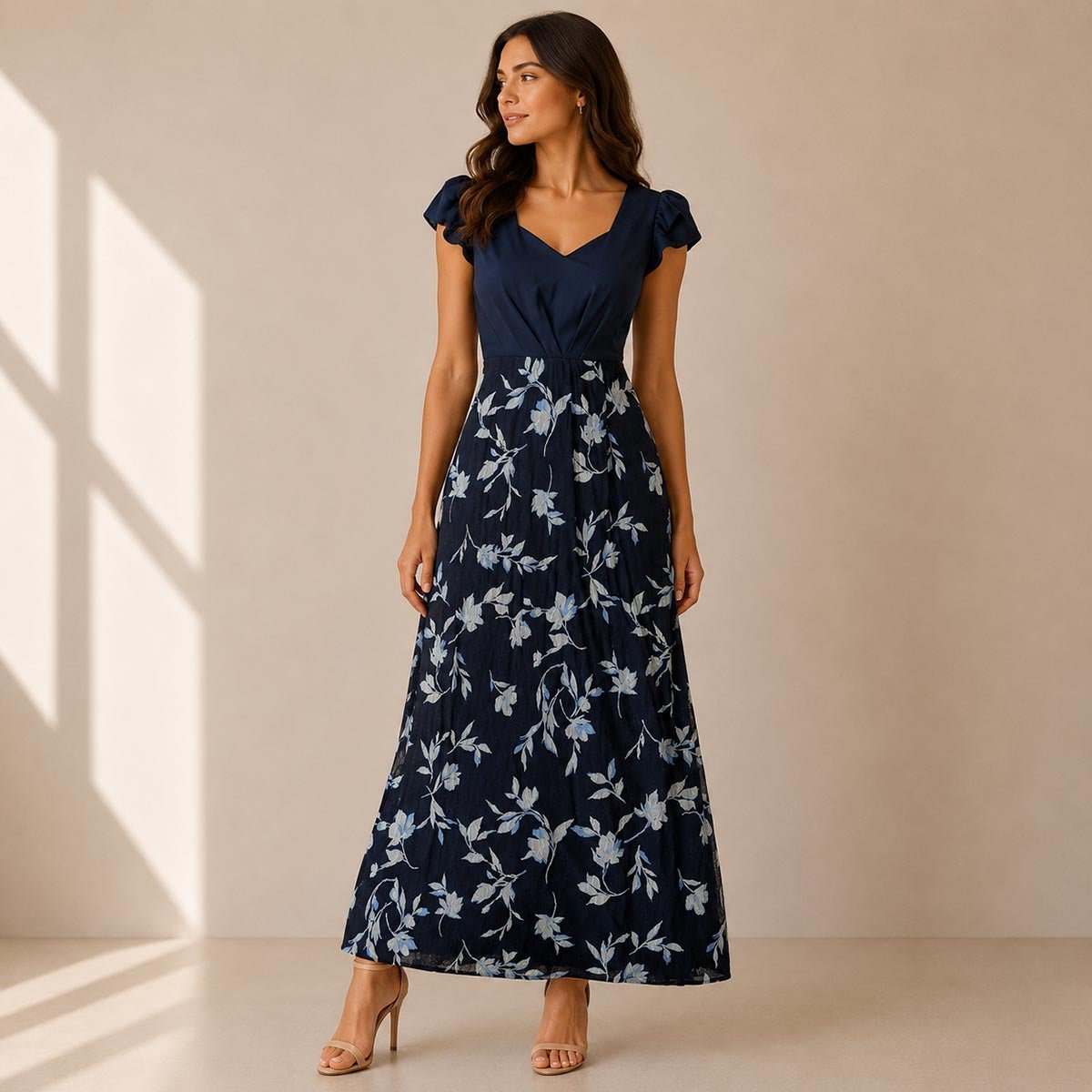 Phase Eight Floral Maxi Dress UK 16 Navy Blue Short Sleeve by Phase Eight – DRESSING | RewearableUK