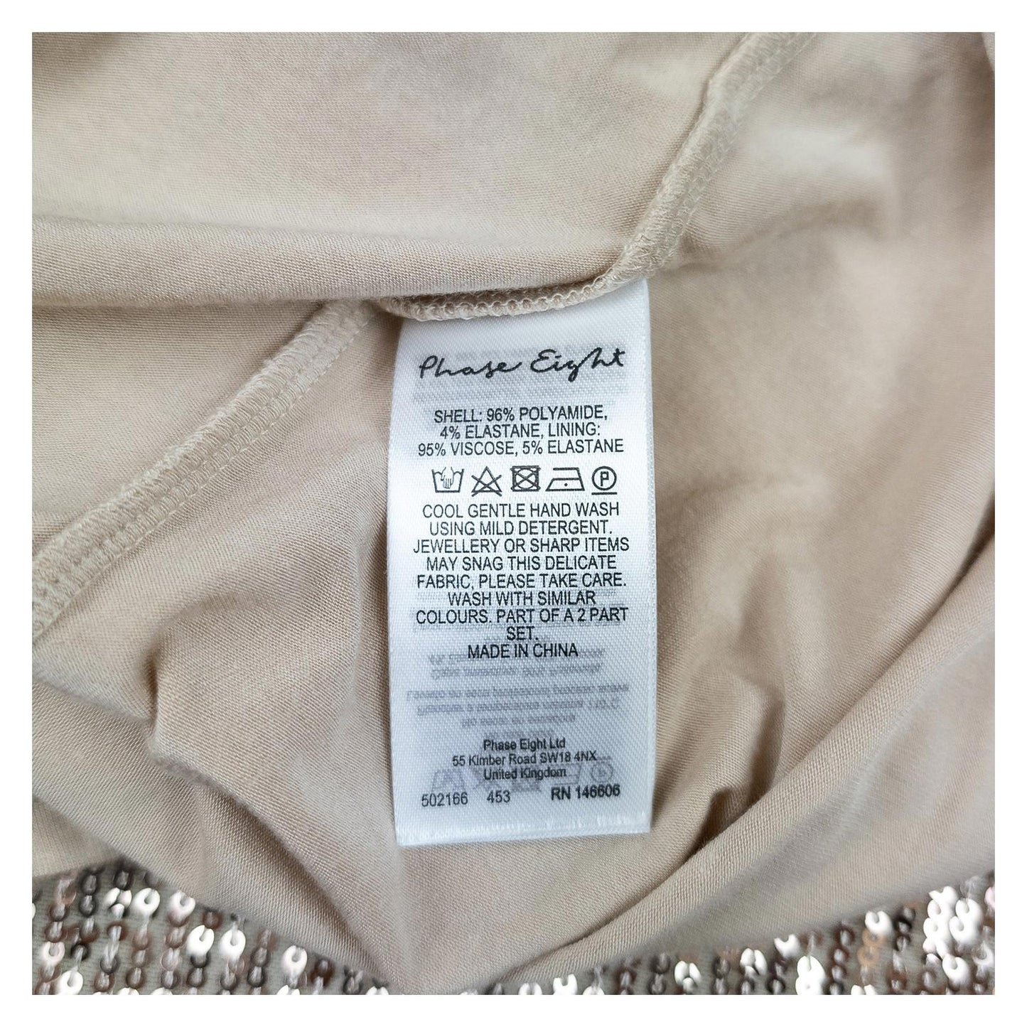 Phase Eight Gold Sequin Top Size UK 14 Champagne Choker V - Neck Party Sparkle by Phase Eight – | RewearableUK