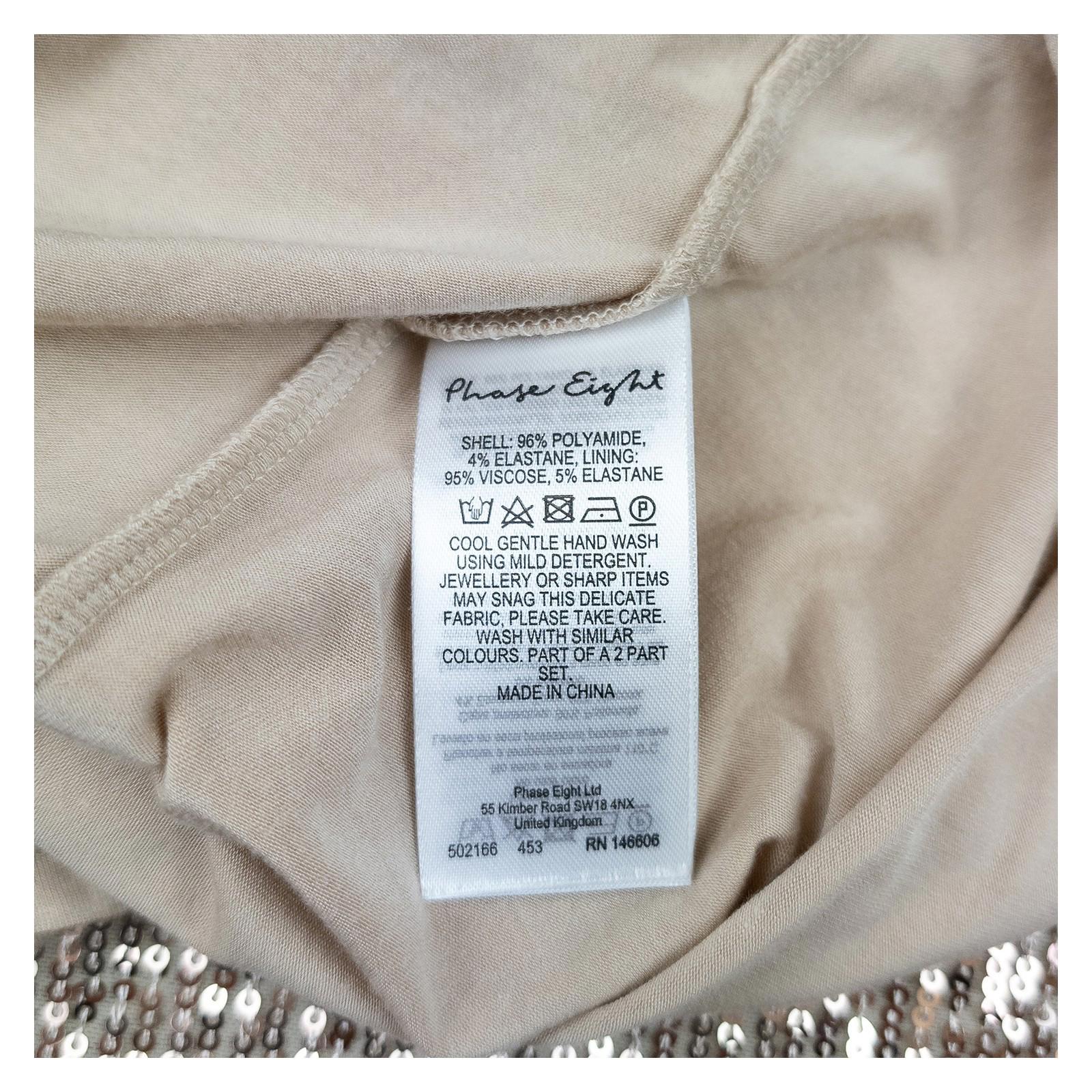 Phase Eight Gold Sequin Top Size UK 14 Champagne Choker V - Neck Party Sparkle by Phase Eight – | RewearableUK