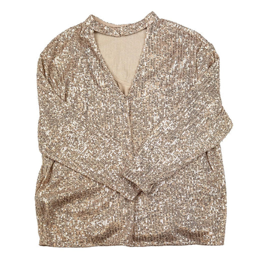 Phase Eight Gold Sequin Top Size UK 14 Champagne Choker V - Neck Party Sparkle by Phase Eight – | RewearableUK