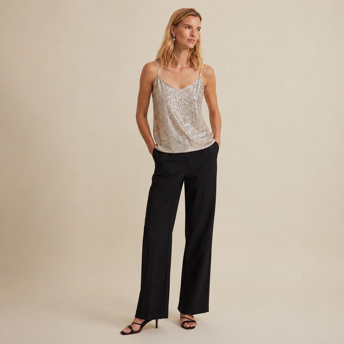 Phase Eight Ivy Sequin Camisole Top UK 14 Champagne Gold – Top product photo 1 | RewearableUK