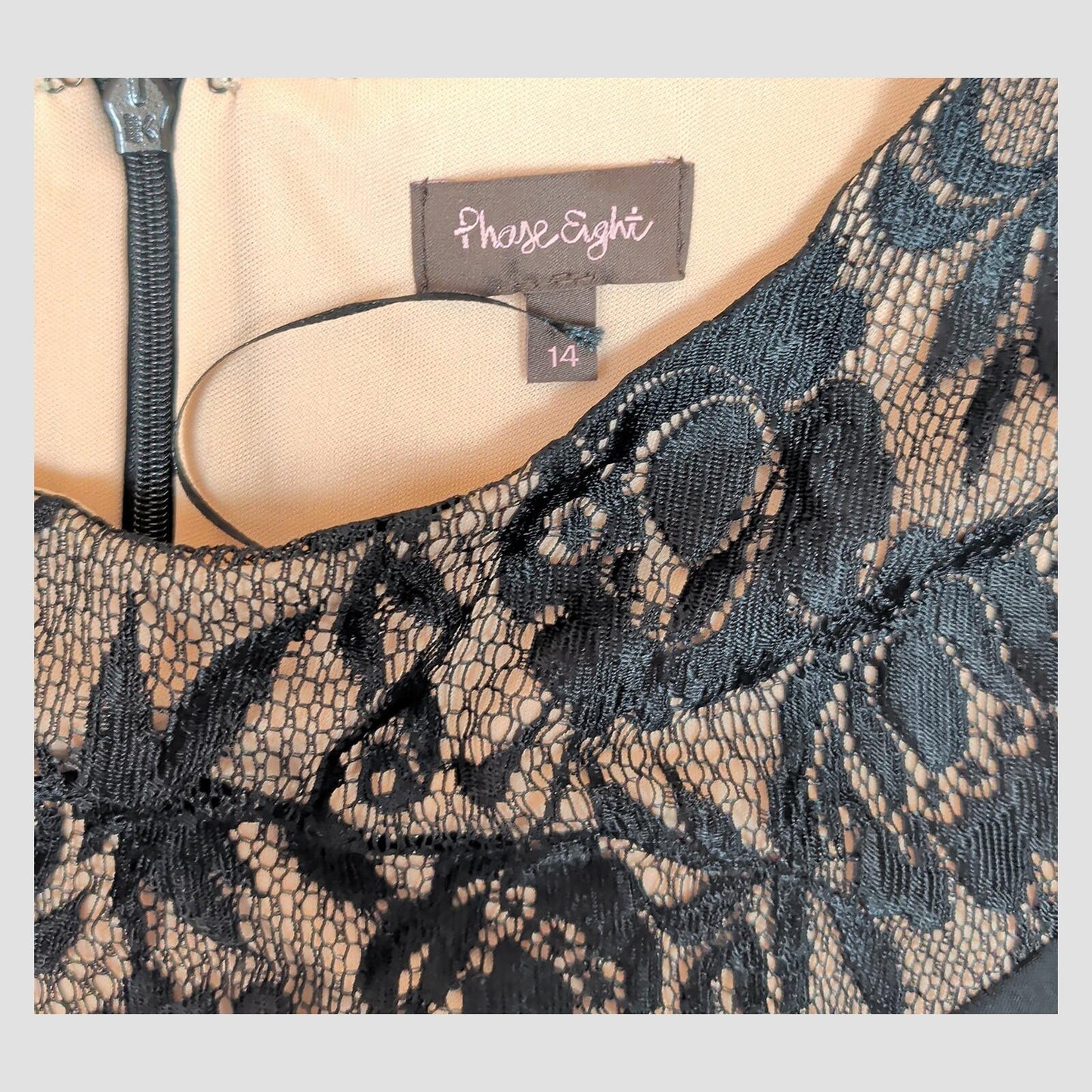 Phase Eight Lace Panel Dress Grey Nude UK 14 Elegant Occasion by Phase Eight – | RewearableUK