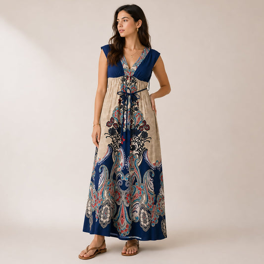 Phase Eight Maxi Dress Blue Paisley Boho UK 10 - 12 No Size Label Long by Phase Eight – DRESSING | RewearableUK