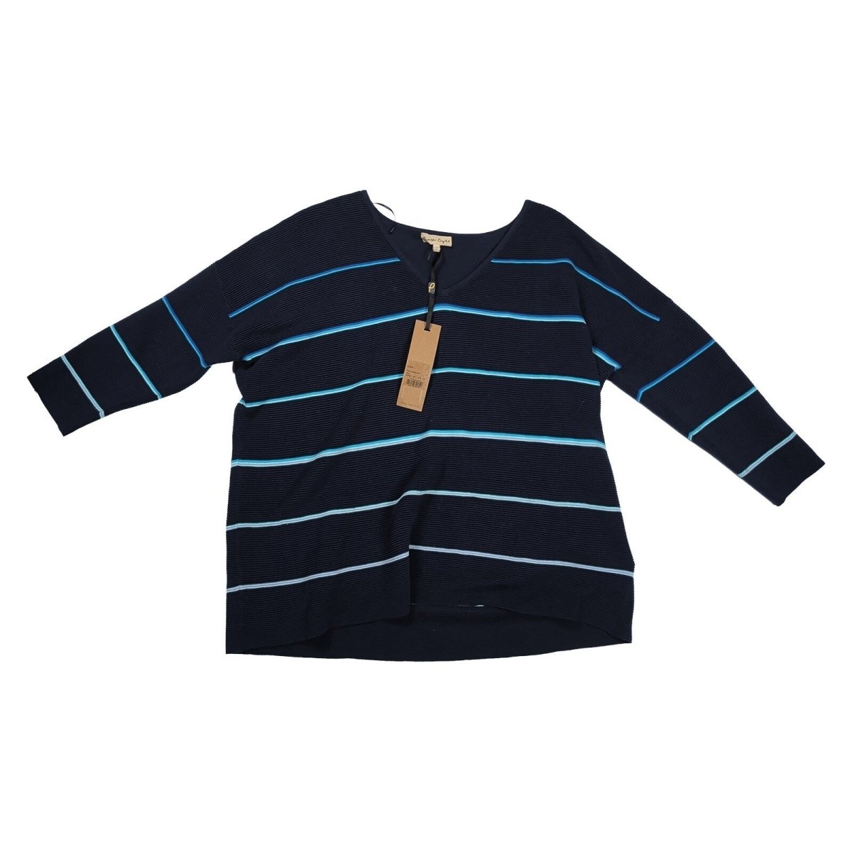Phase Eight Piera Navy Stripe Ripple Knit Jumper L UK 16 18 Cotton NWT – product photo 1 | RewearableUK