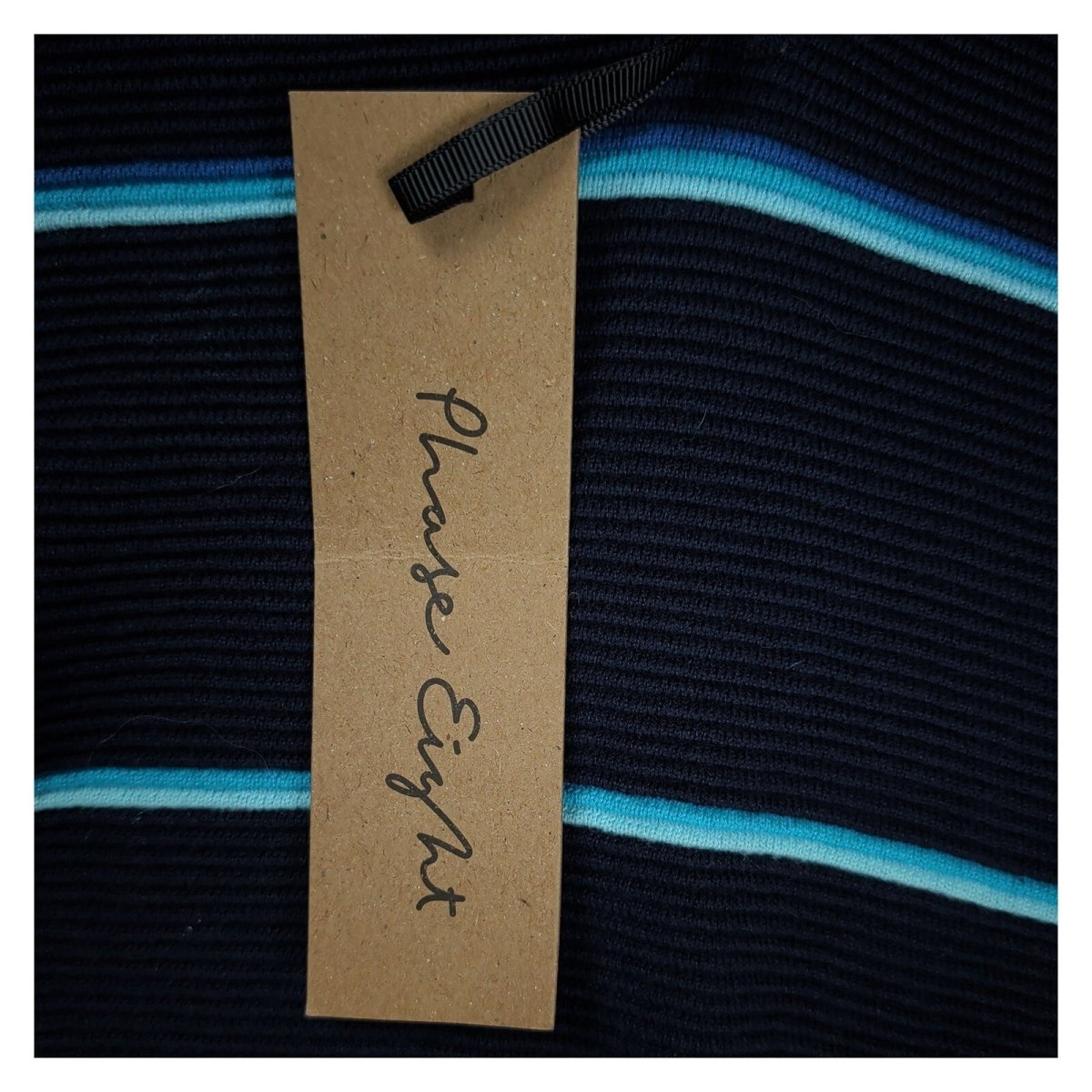 Phase Eight Piera Navy Stripe Ripple Knit Jumper L UK 16 18 Cotton NWT – product photo 3 | RewearableUK