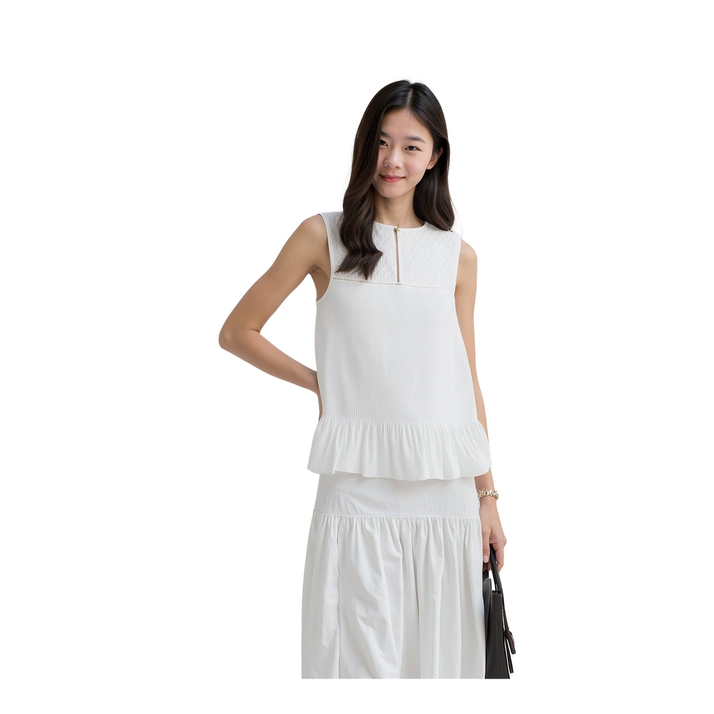 Phase Eight Plissé Pleated Shell Top White | Women's UK 8 by Phase Eight – blouse | RewearableUK